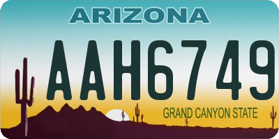 AZ license plate AAH6749