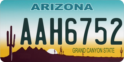 AZ license plate AAH6752
