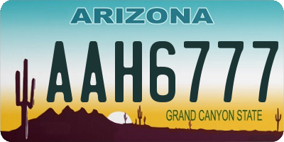 AZ license plate AAH6777