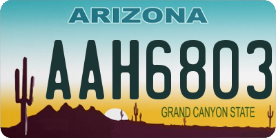 AZ license plate AAH6803