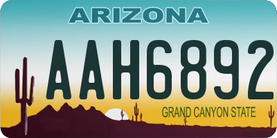 AZ license plate AAH6892