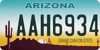 AZ license plate AAH6934