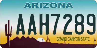 AZ license plate AAH7289