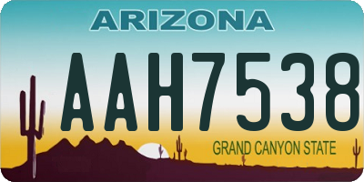 AZ license plate AAH7538