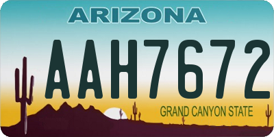 AZ license plate AAH7672