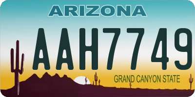 AZ license plate AAH7749