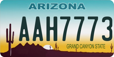 AZ license plate AAH7773