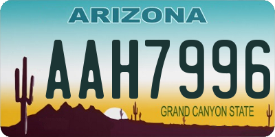 AZ license plate AAH7996