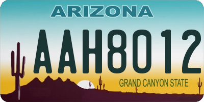 AZ license plate AAH8012