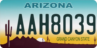AZ license plate AAH8039