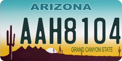 AZ license plate AAH8104