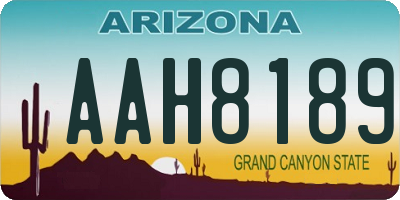 AZ license plate AAH8189