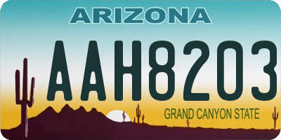 AZ license plate AAH8203