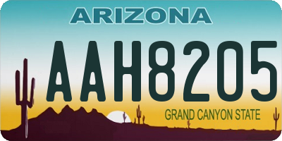 AZ license plate AAH8205