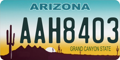 AZ license plate AAH8403