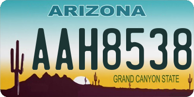 AZ license plate AAH8538