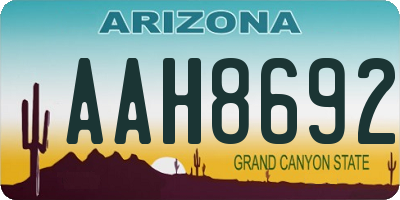 AZ license plate AAH8692