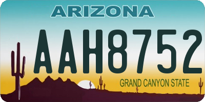 AZ license plate AAH8752