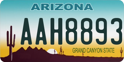 AZ license plate AAH8893