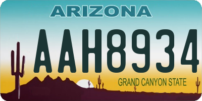 AZ license plate AAH8934
