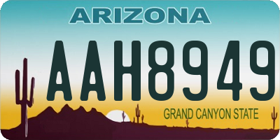 AZ license plate AAH8949