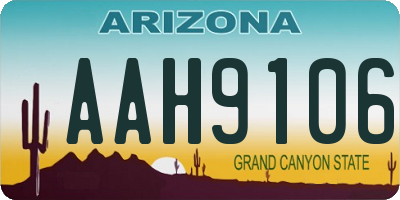 AZ license plate AAH9106