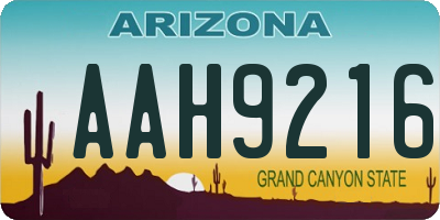 AZ license plate AAH9216