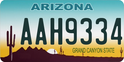 AZ license plate AAH9334