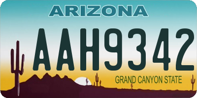 AZ license plate AAH9342