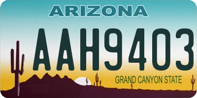 AZ license plate AAH9403