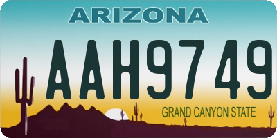 AZ license plate AAH9749