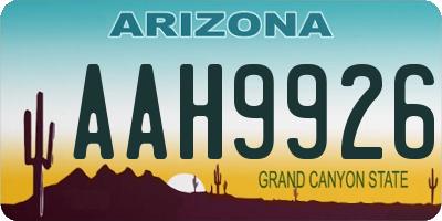 AZ license plate AAH9926