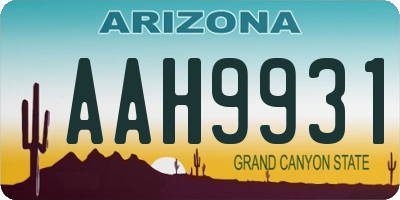 AZ license plate AAH9931