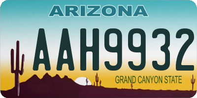 AZ license plate AAH9932