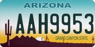 AZ license plate AAH9953