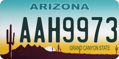 AZ license plate AAH9973
