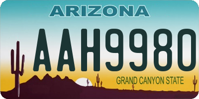 AZ license plate AAH9980