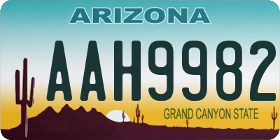 AZ license plate AAH9982