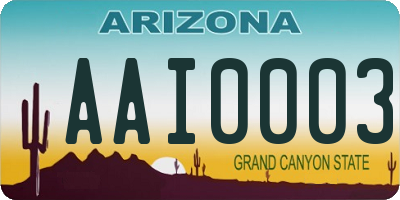 AZ license plate AAI0003