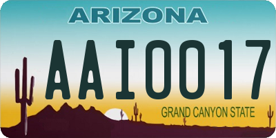AZ license plate AAI0017