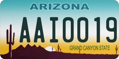 AZ license plate AAI0019