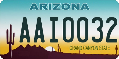 AZ license plate AAI0032