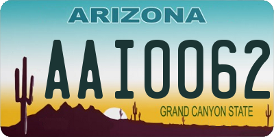 AZ license plate AAI0062