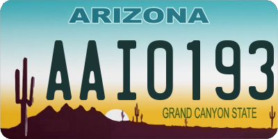 AZ license plate AAI0193
