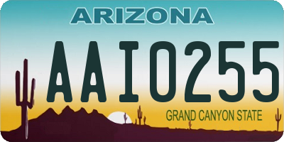 AZ license plate AAI0255