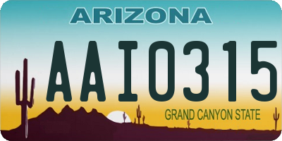 AZ license plate AAI0315