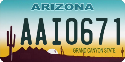 AZ license plate AAI0671