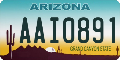 AZ license plate AAI0891