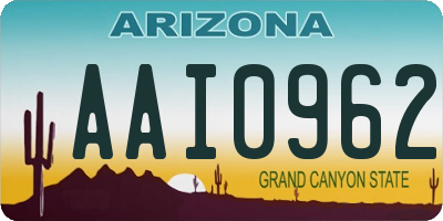 AZ license plate AAI0962