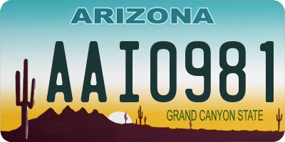 AZ license plate AAI0981